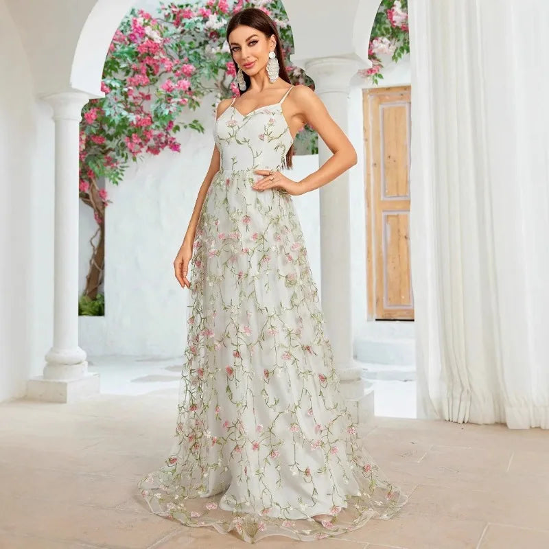 European and American Style Mesh New Embroidered Dress, Photo Party, Dance Party, Embroidered Evening Dress, Sweet Dress, 2025 Badiee Stylez