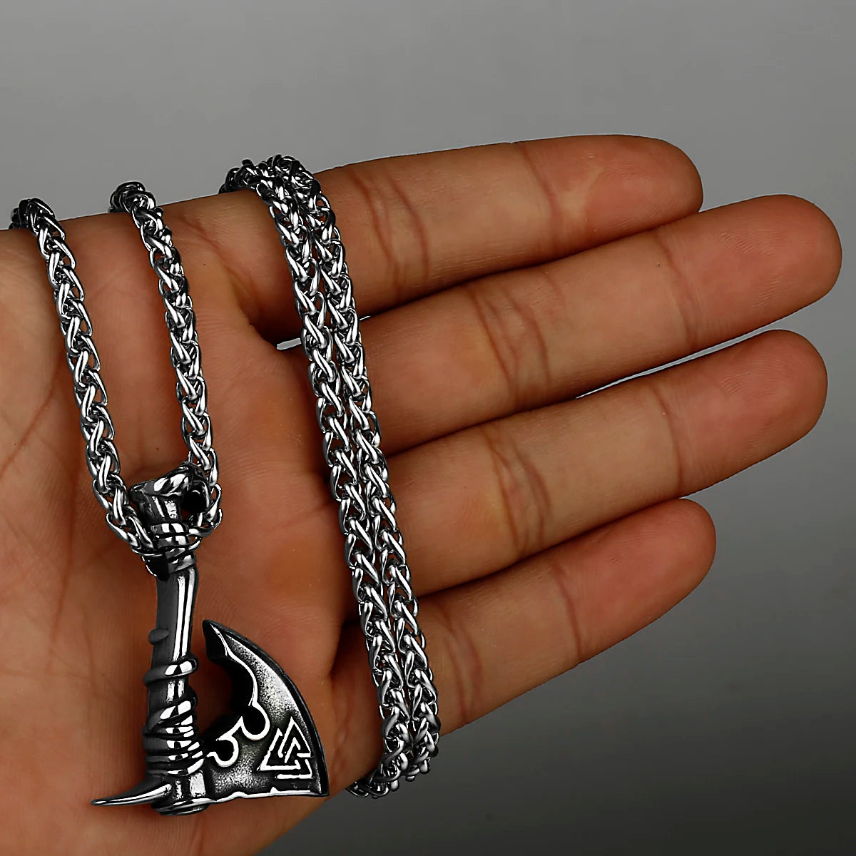 Nordic Retro Fashion Odin Viking Rune Axe High Quality Pendant Necklace Stainless Steel Rune Men and Women Amulet Necklace Gift Badiee Stylez
