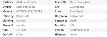 Sexy Woman Y2k Clothing Goth Cross Hollow Out Tshirt Slim Punk 2000s Hot Girl Lace Long Sleeves High Collar Harajuku Vintage Top