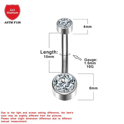 G23 Titanium Internally Thread Navel Piercing Jewellery Sexy Belly Button Rings 14G Navel Body Piercing CZ Beach Pendant Jewelry