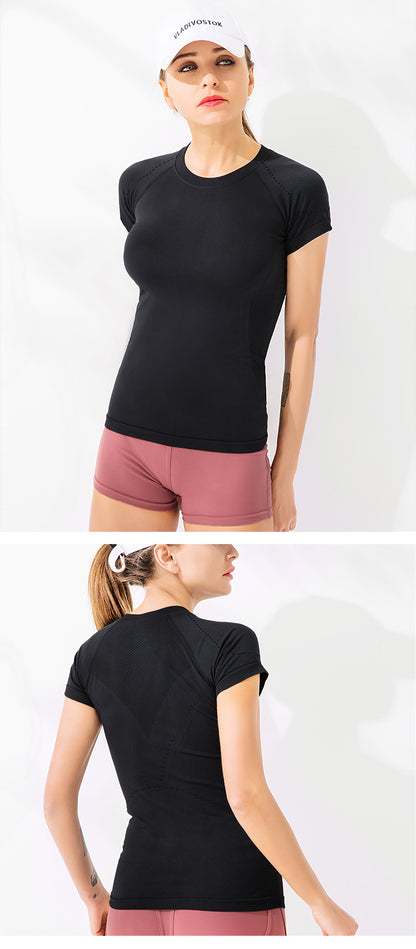 Women Fitness Sports T-shirt Tops Women Outdoor Sports Loose Short Sleeve Stitching Gym Running Female Quick Drying Breathable