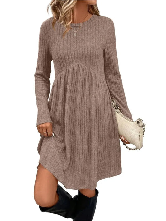 Dresses 2025 Woman Knitted Dress Slim Solid Color Simple Style Vestidos Long Sleeves All-match Casual Elegant Temperament Trendy Badiee Stylez