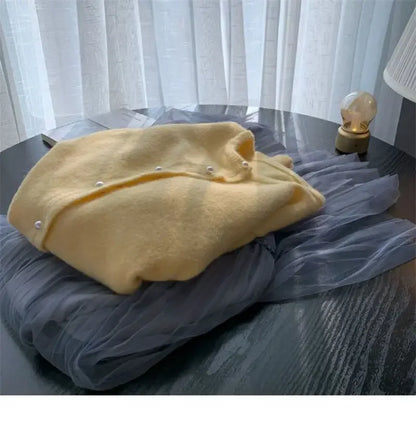 Solid Cardigan Sweater Fall Women Clothing Korean Fashion O-neck Long Sleeve Top Single Breasted Sweet Knitted Mujer Outerwear