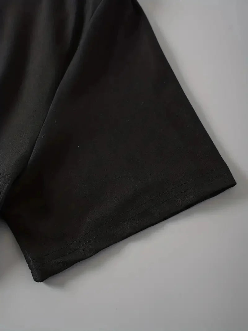 Cotton Blend Short Sleeve ME Letter Print Crop T-Shirt - Soft Semi-Sheer Micro Elasticity Crew Neck Sexy Style