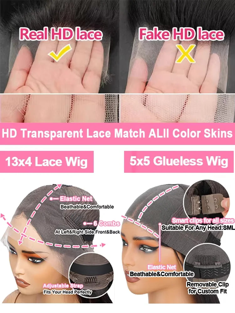 360 Full Lace Front Invisi-Drawstring Wigs Human Hair Bone Straight 13X4 HD Lace Front Wigs Pre Plucked 30 Inch Glueless 5X5 Wig Badiee Stylez