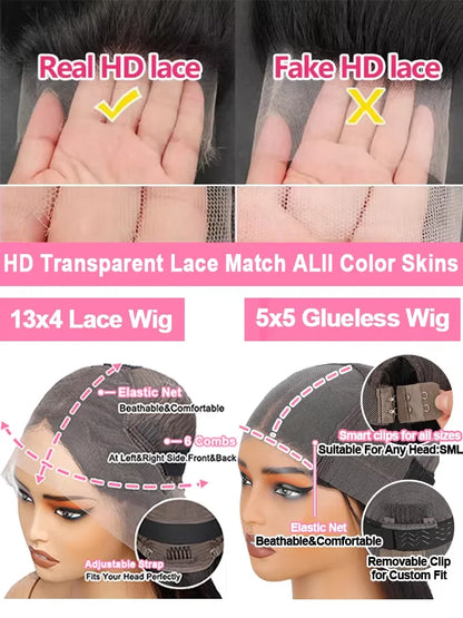 360 Full Lace Front Invisi-Drawstring Wigs Human Hair Bone Straight 13X4 HD Lace Front Wigs Pre Plucked 30 Inch Glueless 5X5 Wig Badiee Stylez