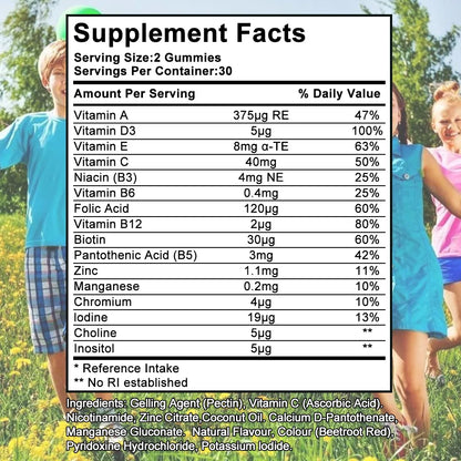 Kids Multivitamin Gummies - 16 Essential Vitamins and Minerals - Supports Healthy Growth & Development