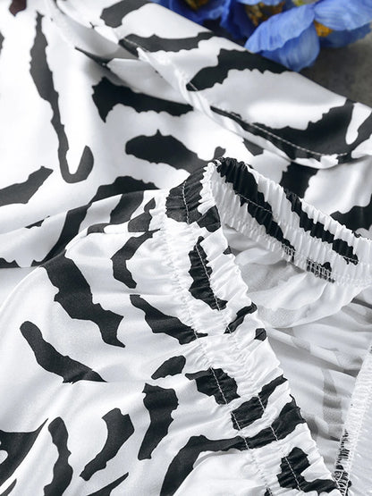 Marthaqiqi Printing Women Sleepwear 2 Piece Set Tank Tops Pajamas Crop Top Spaghetti Strap Nightgowns Shorts Casual Nightie Suit