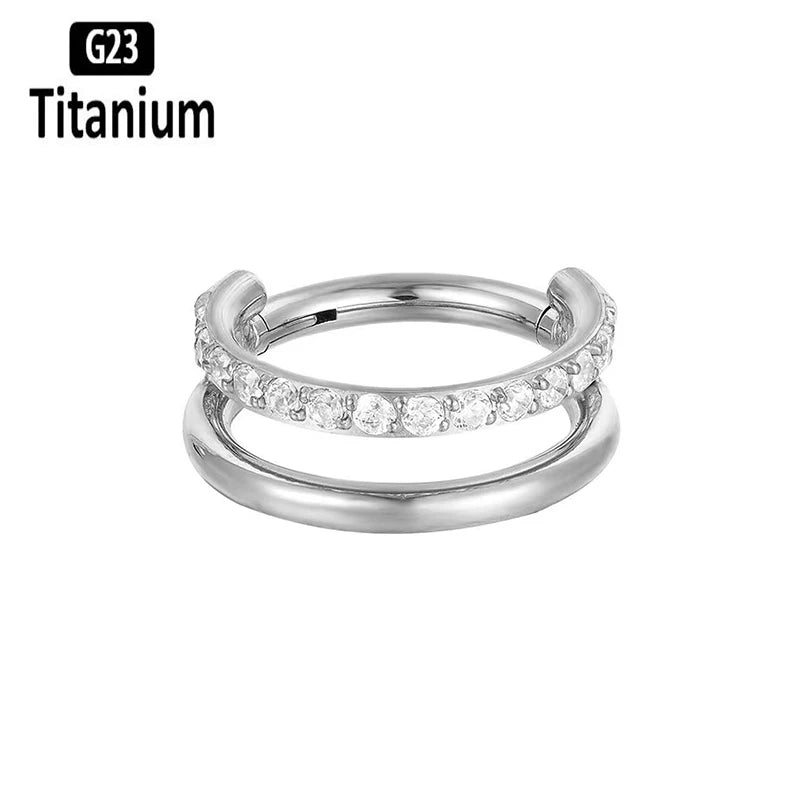 New G23 Titanium Piercing High Quality CZ Nose Ring Earrings 8/10/12mm Body Jewelry 16G ASTM f136 Titanium Nose Septum Piercings