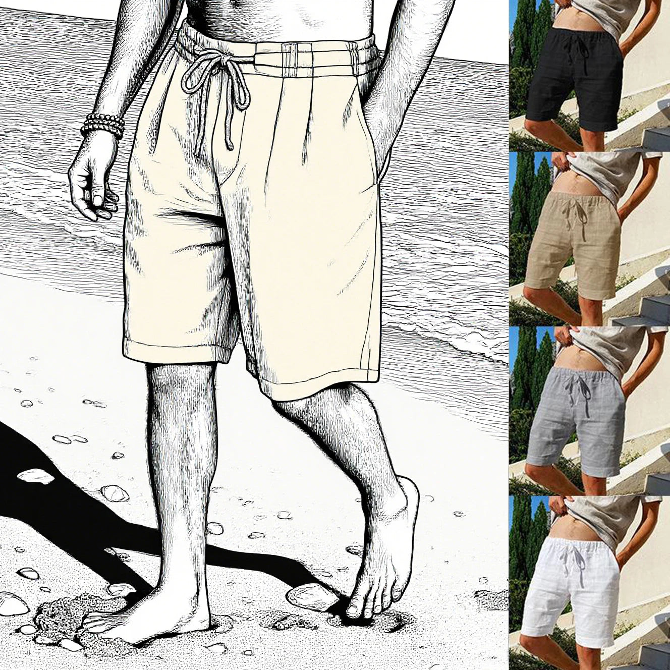 2025 New Summer New Men's Cotton Linen Breathable Shorts Hawaii Beach Pants Male Solid Color Trousers Loose Versatile Streetwear Badiee Stylez