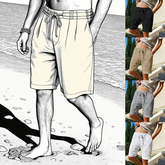 2025 New Summer New Men's Cotton Linen Breathable Shorts Hawaii Beach Pants Male Solid Color Trousers Loose Versatile Streetwear Badiee Stylez