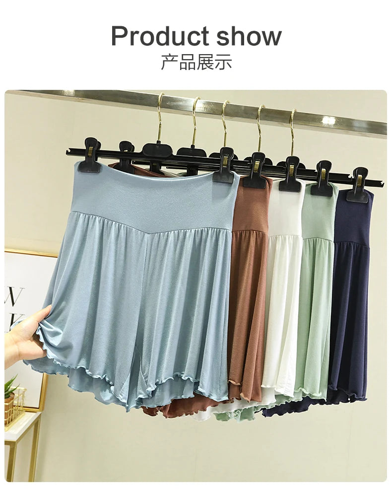 Modal Summer Shorts Sleep Bottoms Women Pure Color Casual Sleepwear Pants 2023 Loose Short Home Wide Leg Pants