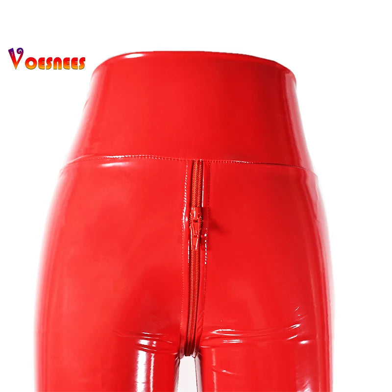 Sexy Tight Pants High Elasticated Waistband Trousers Sexy Slimming Leggings Skinny Pencil Pants Women PU Leather Hip Lifter