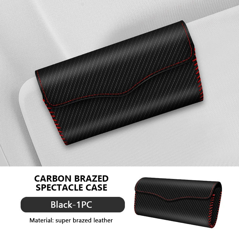SEAMETAL Car Sunglasses Holder Case Auto Sun Visor Glasses Box Clip Sunglasses Holder Magnetic Fastener Eyeglasses Storage carbon fiber CHINA