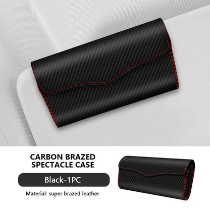 SEAMETAL Car Sunglasses Holder Case Auto Sun Visor Glasses Box Clip Sunglasses Holder Magnetic Fastener Eyeglasses Storage carbon fiber CHINA