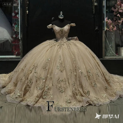 FURSTENBERG Baby Pink 15 Years Quinceneara Dress Bow Bead Cape Formal Party Dress 15 year old quinceanera dresses Customized Badiee Stylez