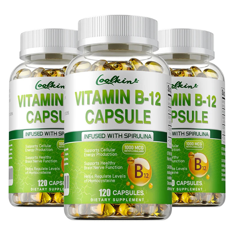Vitamin B12 Capsules - Methylcobalamin Supplement for Mind, Energy, Brain, Mood, Heart Support 120 Capsule-3bottles