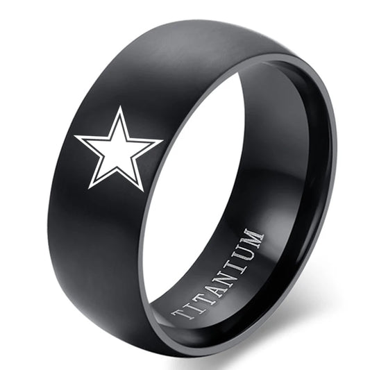 MOREDEAR 8mm Black Titanium Ring Dallas Cowboys For Men and Women M124JR2074BK