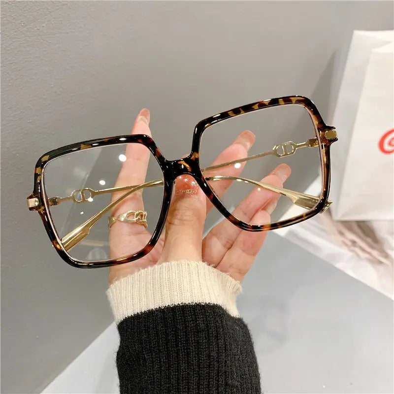 Fashion Oversized Square Eyewear Retro Womens Light Bloking Metal Frame Glasses Trend Optical Computer Eyeglasses Badiee Stylez