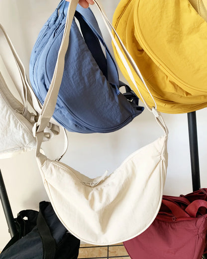 Casual Nylon Hobos Shoulder Bags for Women Lightweight Portable Ladies Crossbody Bag Simple Solid Color Female Handbags Purse