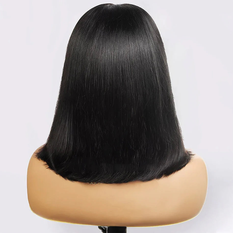 Bone Straight Short Bob Wigs 100% Human Hair Wigs Wear and Go Glueless Lace Front Wig Brazilian Lace Front Human Hair Wigs 180%