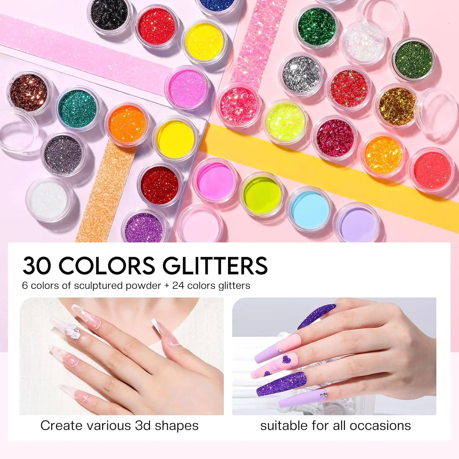 Morovan Nail Set: Beginner Professional Nail Set with Diamond Powder Nail Art, Suitable for Beginners Acrylic Nail Set