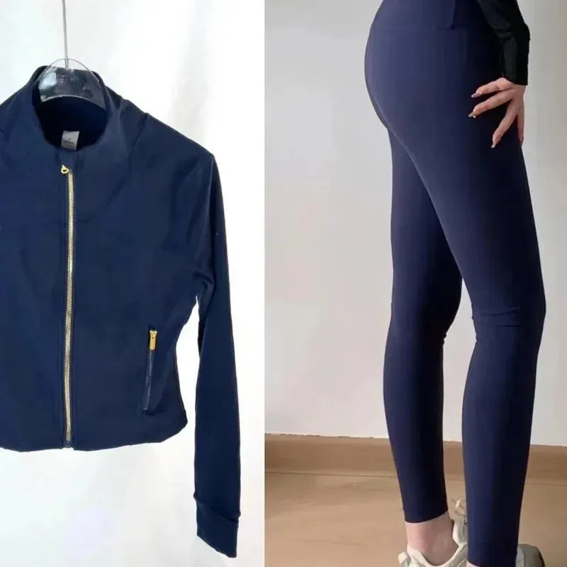 2025 Gold Label Short Sport Jacket Set Women's Yoga Clothes Slimming Fitness Jacket Active Wear Exercise Clothing Female Badiee Stylez