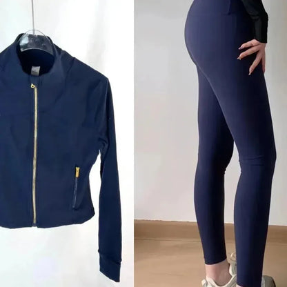 2025 Gold Label Short Sport Jacket Set Women's Yoga Clothes Slimming Fitness Jacket Active Wear Exercise Clothing Female Badiee Stylez