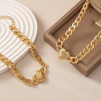 Minimalist Heart Shape Hollow Collarbone Chain Bracelet Set For Women Holiday Party Gift Fashion Jewelry CS009