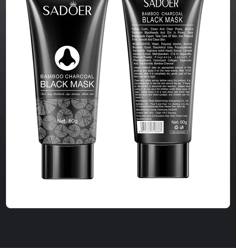 Blackhead Remover Mask Bamboo Charcoal Shrink Pores Acne Black Head Removal Cream Nose Cleansing Black Peel Off Masks Skin Care