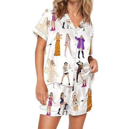 2025 Taylor Pajamas Set Shirt And Pant Matching Sleepwear Women's Pajamas Trouser Sets Comfortable Homewear Gifts for Fans White