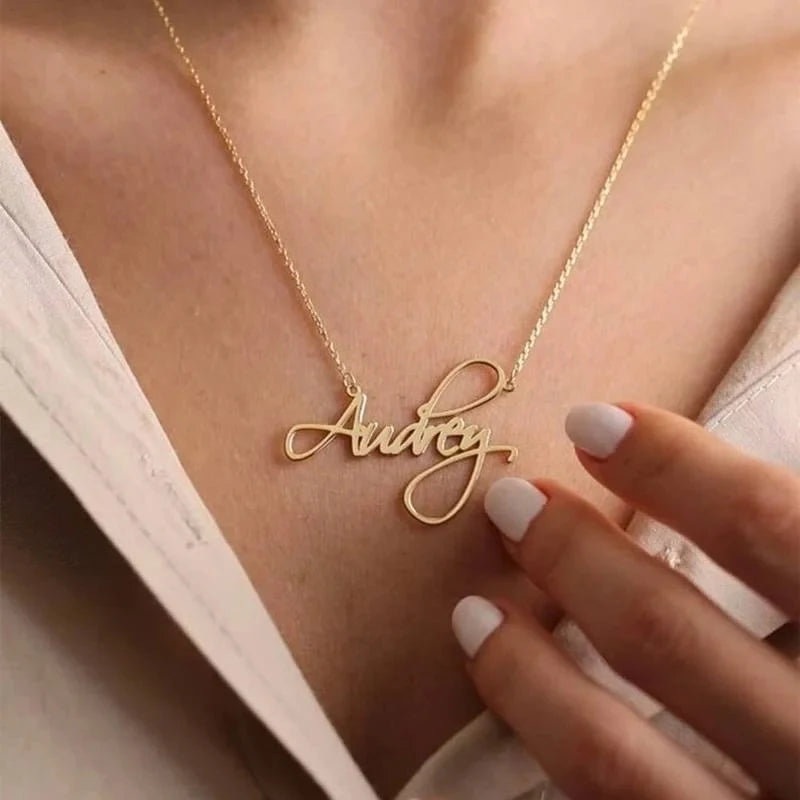 Customized Name Letter Necklace Personalized Stainless Steel Simple Pendant Clavicle Chain Women's Jewelry Valentine's Day Gift Badiee Stylez