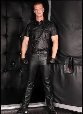 New Men Stretchy Leather Pants Slim Clothing PU Leather Skinny Pants Wet Look Tights Pants