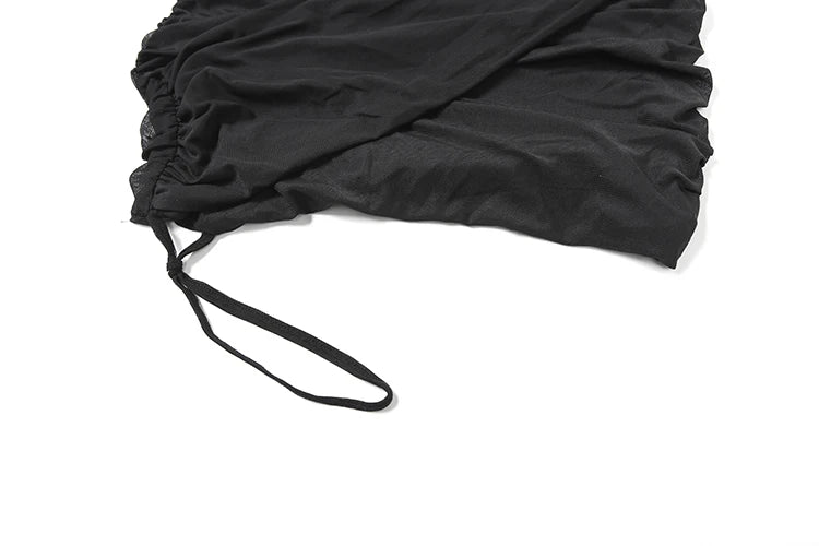 Weird Puss See Through Sexy Dress Women Y2K Cross Bandage Backless Halter Sleeveless Summer Trend Midnight Clubwear Mini Bodycon