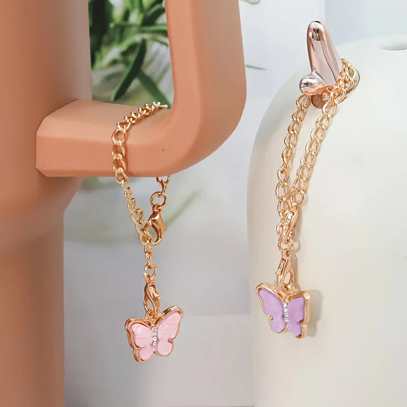 6pcs Reusable Accessories Set for Stanley 40oz Tumblers - Bow Straw Covers, Sparkling Straw, Protective Boot, Charm Chains Badiee Stylez