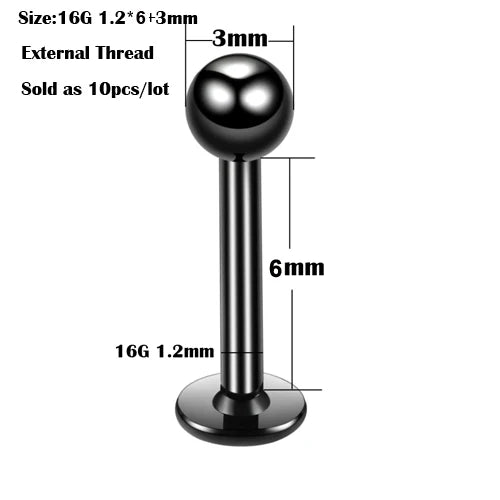 10Pcs/20Pcs/50Pcs G23 Titanium Labret Piercing Internal & External Design Lip Piercing Labret Stud Cartilage Helix Piercing Badiee Stylez
