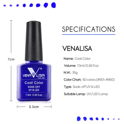 VENALISA Nail Gel Polish 7.5ml Super Glossy Glitter Gellack Great Coverage Soak Off UV LED Semi Permanent Beauty Nail Manicure