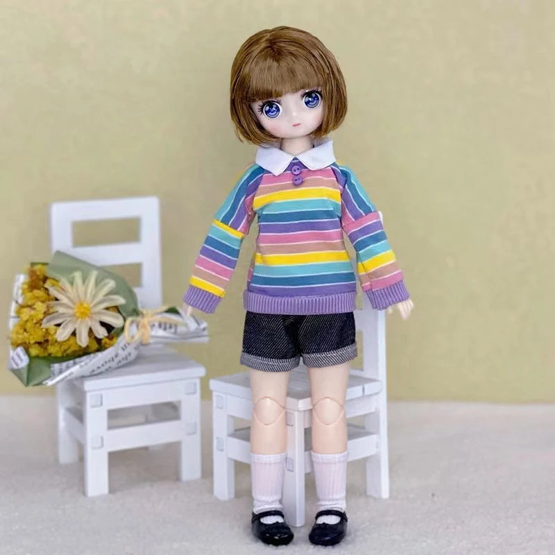 30cm Two-dimensional Doll Comic Face 1/6 Bjd Doll or Dress Up Clothes Children's Girl Birthday Gift Toys Kids Toys