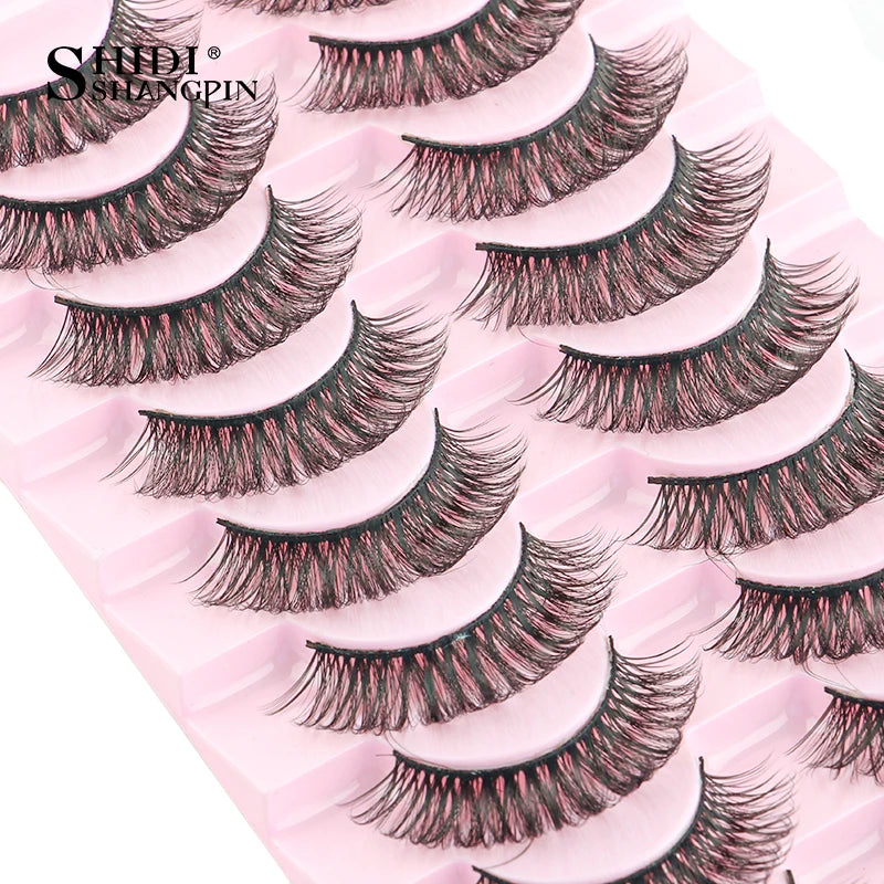 SHIDISHANGPIN 5/10Pairs False Lashes Cat Eye Eyelashes Eyelash Extension 3D Mink Half Lashes Natural Makeup faux Cils maquiagem