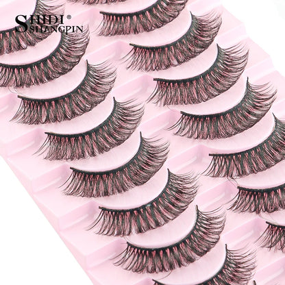 SHIDISHANGPIN 5/10Pairs False Lashes Cat Eye Eyelashes Eyelash Extension 3D Mink Half Lashes Natural Makeup faux Cils maquiagem