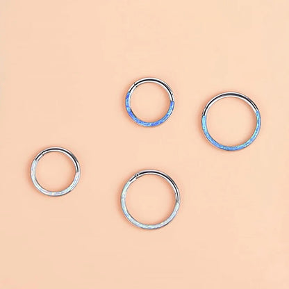 New Titanium Septum Piercing Nose Ring 8-10mm Opal Hinged Segment Clicker Ear Cartilage Earrings Helix Lip Piercing Body Jewelry