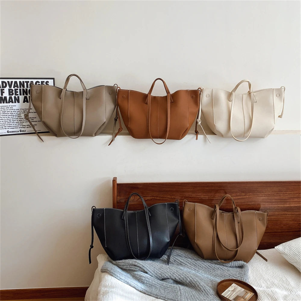 MOODS Branded Underarm Shoulder Bags For Women 2024 Latest Luxury Designer Handbags Soft PU Leather Large Capacity Shopping Tote