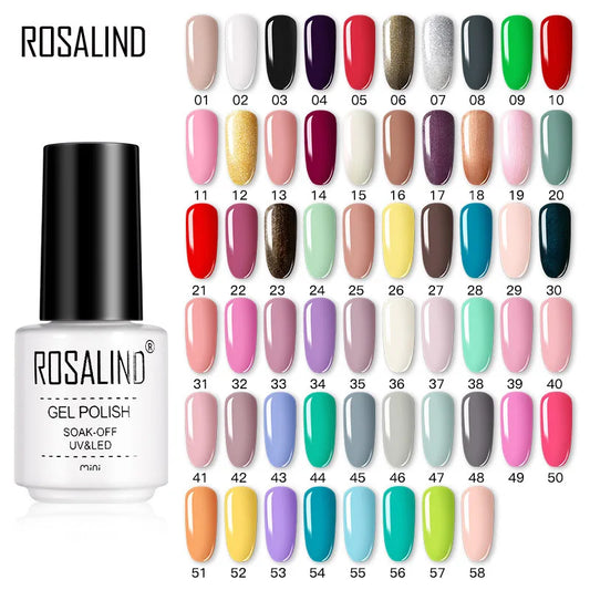 ROSALIND Hot-sale Bottle Gel Nail Polish Vernis Semi Permanent Primer Top Coat Bright Classic For Nail Art Design LED/UV Lamp