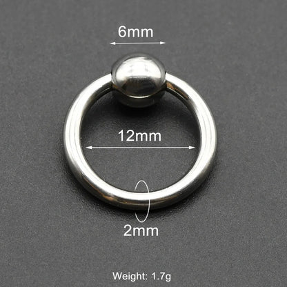 1Pc Large Gauges Stainless Steel CAPTIVE SPRING BEAD RING for Septum Piercing BCR Nose Ring Hoop Expander Earlobe Earrings 00G 2x12-6mm 1 Piece