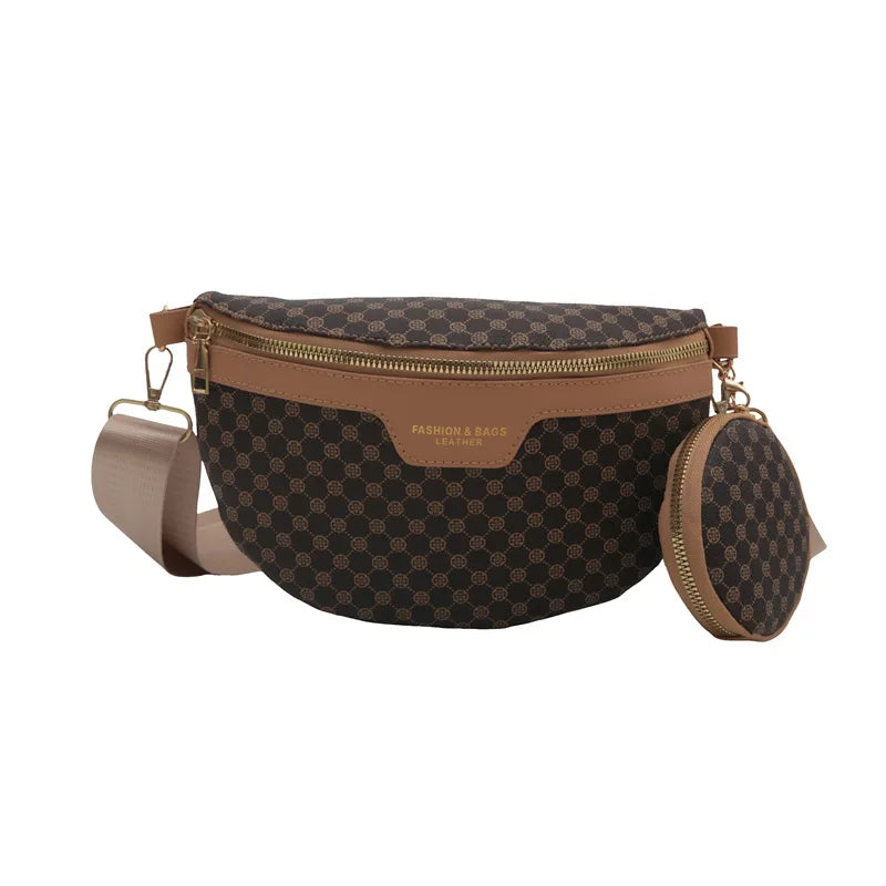 New fashion trend waist bag, casual fashion chest bag, casual retro shoulder bag, Korean version crossbody bag, women's bag brown