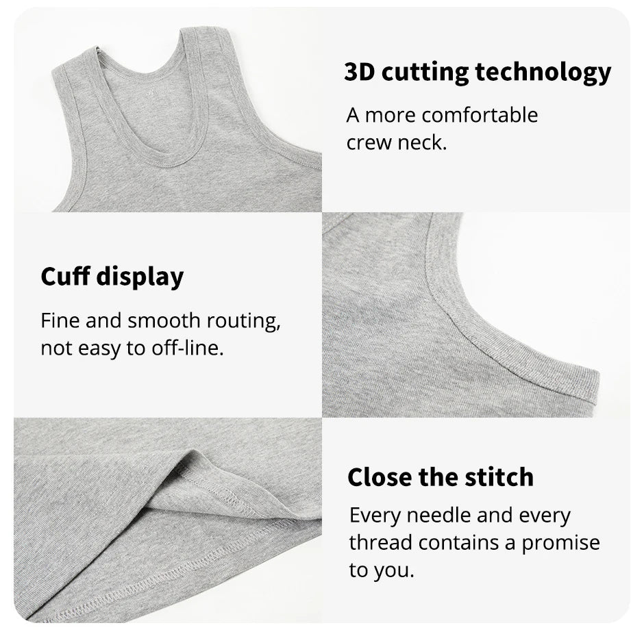 3/1 Pack Men's Cotton Sleeveless Vest Young Men's Wide Shoulder Sports Fitness Slim Top Solid Color Joker Tight Vest Parent-chil