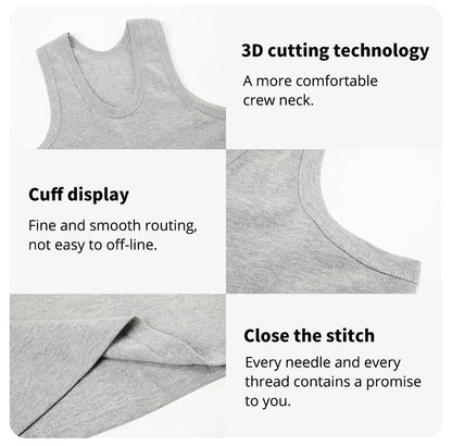 3/1 Pack Men's Cotton Sleeveless Vest Young Men's Wide Shoulder Sports Fitness Slim Top Solid Color Joker Tight Vest Parent-chil