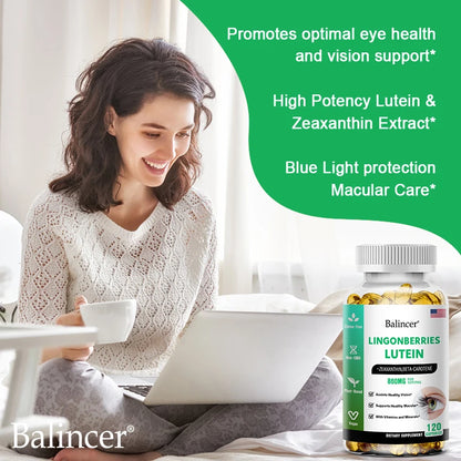 Balincer Lutein Capsules with Zeaxanthin, Vitamin, Dietary Supplement for Eye Health Support, 120/60/30 Easy-to-Swallow Softgels