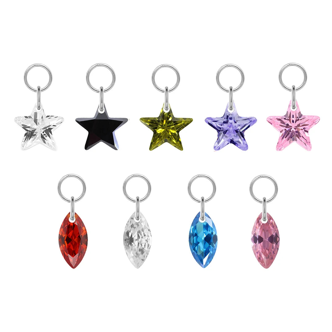 Hot Sale G23 Titanium Hinged Segment Ring Colored Zircon/Tourmaline/Corundum Drop Attachment Charms Piercing Body Jewelry