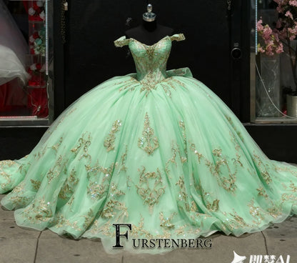 FURSTENBERG Baby Pink 15 Years Quinceneara Dress Bow Bead Cape Formal Party Dress 15 year old quinceanera dresses Customized Badiee Stylez